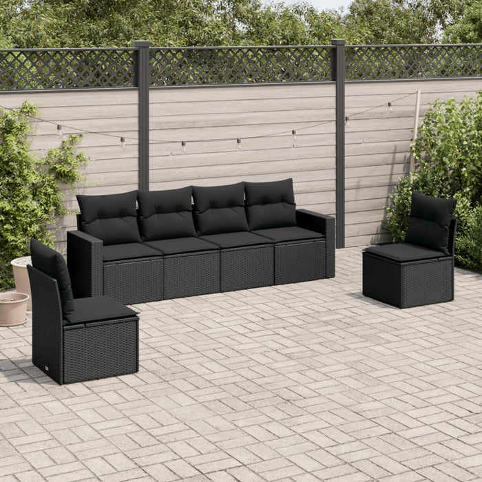 Set mobilier de grădină cu perne, 6 piese, negru, poliratan - WALTI WALTI
