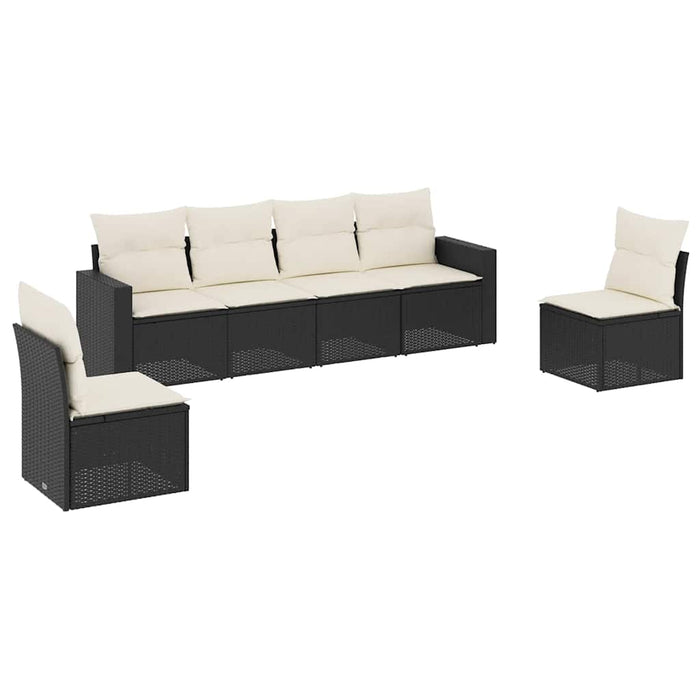 Set mobilier de grădină cu perne, 6 piese, negru, poliratan - WALTI WALTI