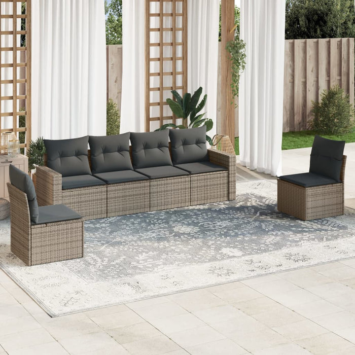 Set mobilier grădină cu perne, 6 piese, gri, poliratan - WALTI WALTI