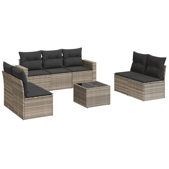 Set mobilier de grădină cu perne, 8 piese gri deschis poliratan - WALTI WALTI