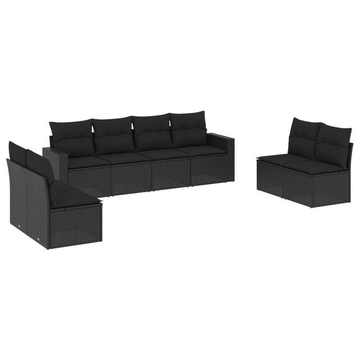 Set mobilier de grădină cu perne, 8 piese, negru, poliratan - WALTI WALTI