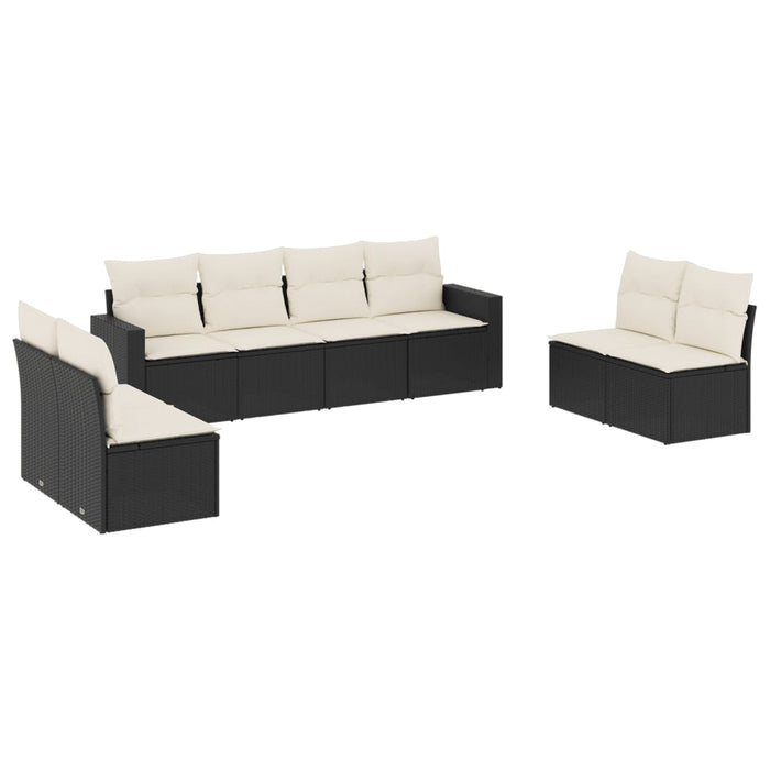 Set mobilier de grădină cu perne, 8 piese, negru, poliratan - WALTI WALTI