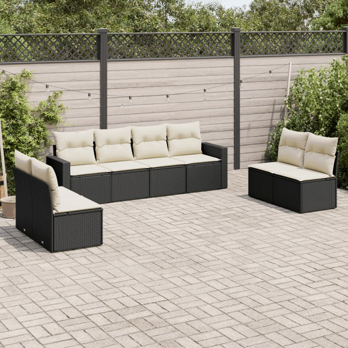 Set mobilier de grădină cu perne, 8 piese, negru, poliratan - WALTI WALTI