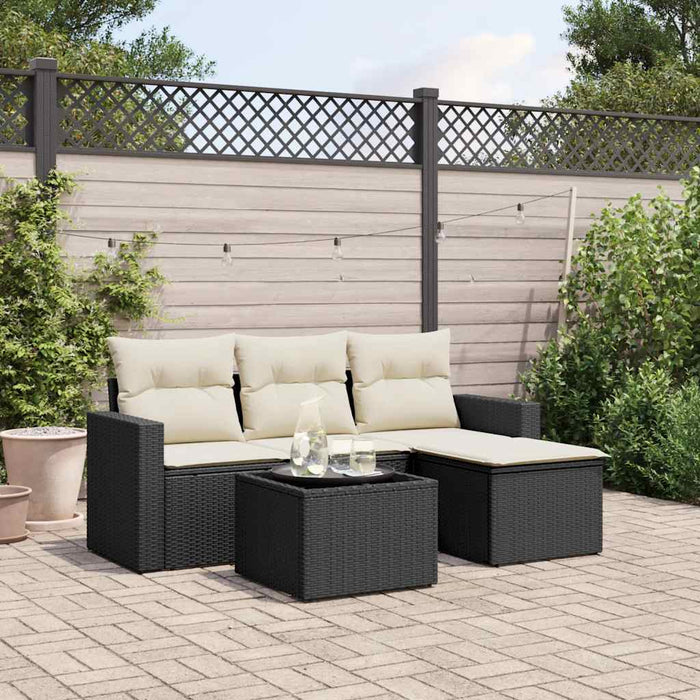 Set mobilier de grădină cu perne, 5 piese, negru, poliratan - WALTI WALTI
