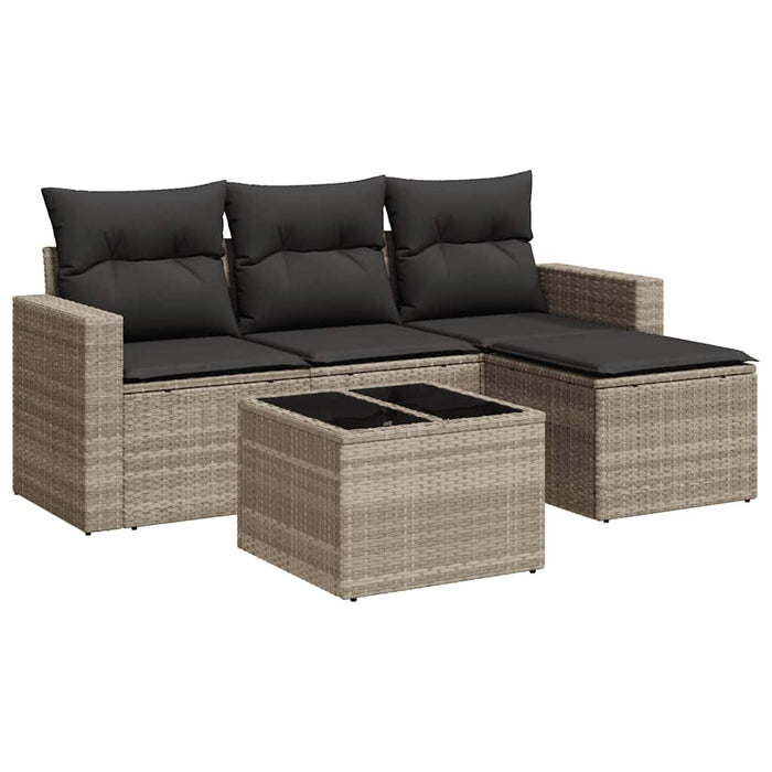 Set canapele de grădină cu perne, 5 piese gri deschis poliratan WALTI
