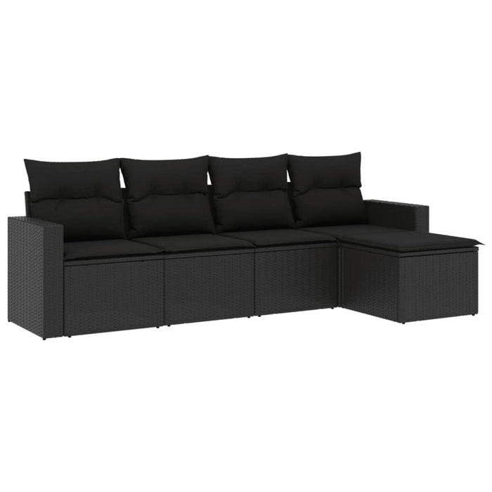 Set mobilier de grădină cu perne, 5 piese, negru, poliratan - WALTI WALTI