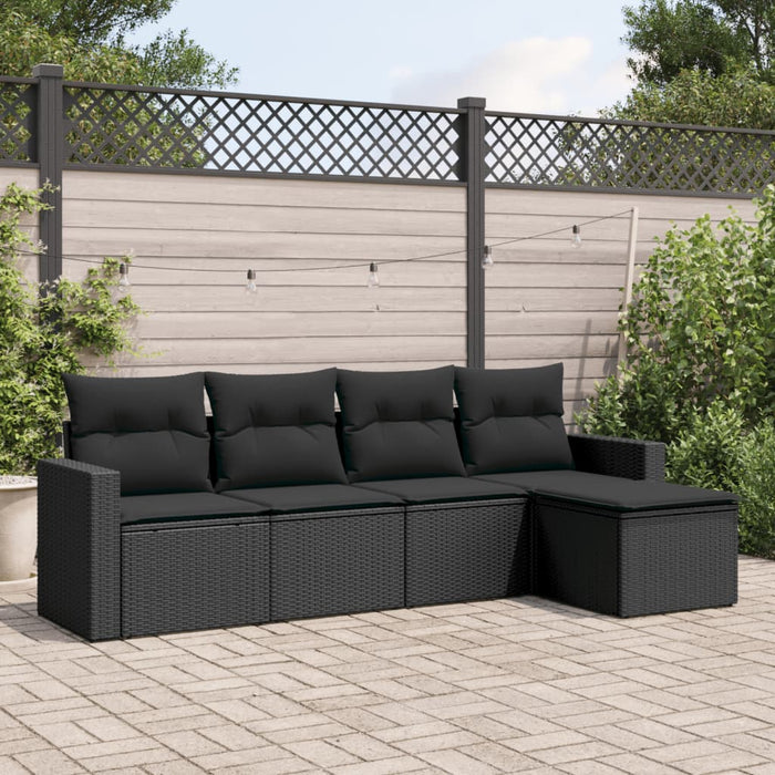 Set mobilier de grădină cu perne, 5 piese, negru, poliratan - WALTI WALTI