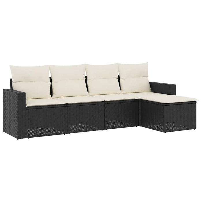 Set mobilier de grădină cu perne, 5 piese, negru, poliratan - WALTI WALTI