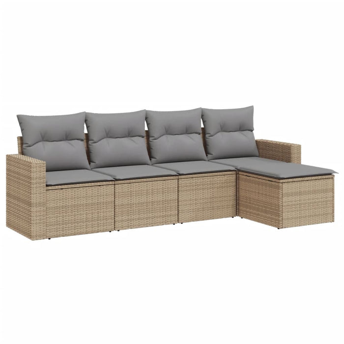 Set canapele de grădină cu perne, 5 piese, bej, poliratan WALTI