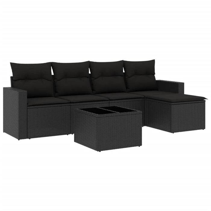 Set mobilier de grădină cu perne, 6 piese, negru, poliratan - WALTI WALTI
