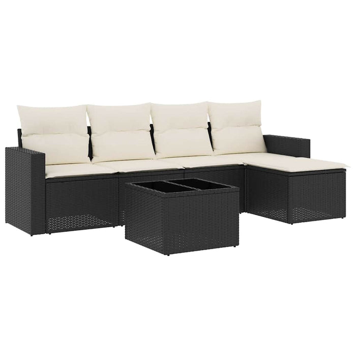 Set mobilier de grădină cu perne, 6 piese, negru, poliratan - WALTI WALTI