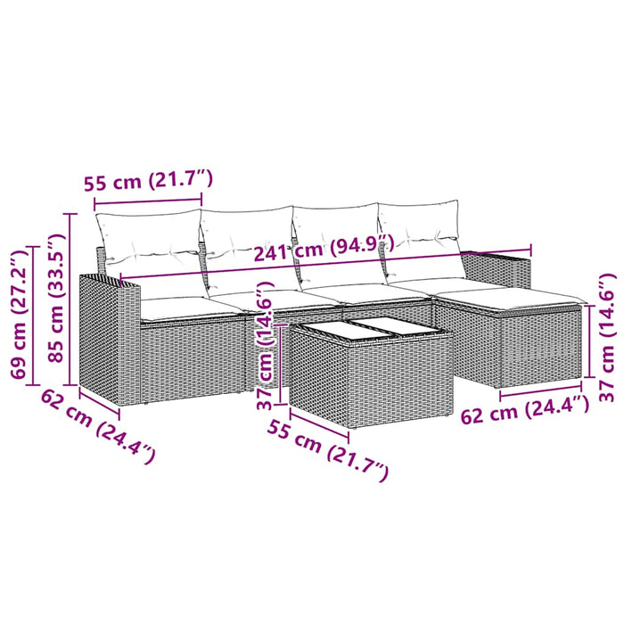 Set mobilier de grădină cu perne, 6 piese, negru, poliratan - WALTI WALTI