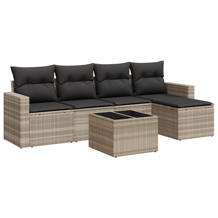 Set canapele de grădină cu perne, 6 piese gri deschis poliratan WALTI