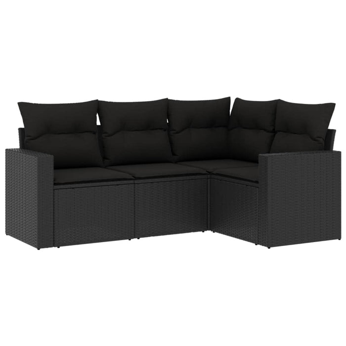 Set mobilier de grădină cu perne, 4 piese, negru, poliratan - WALTI WALTI