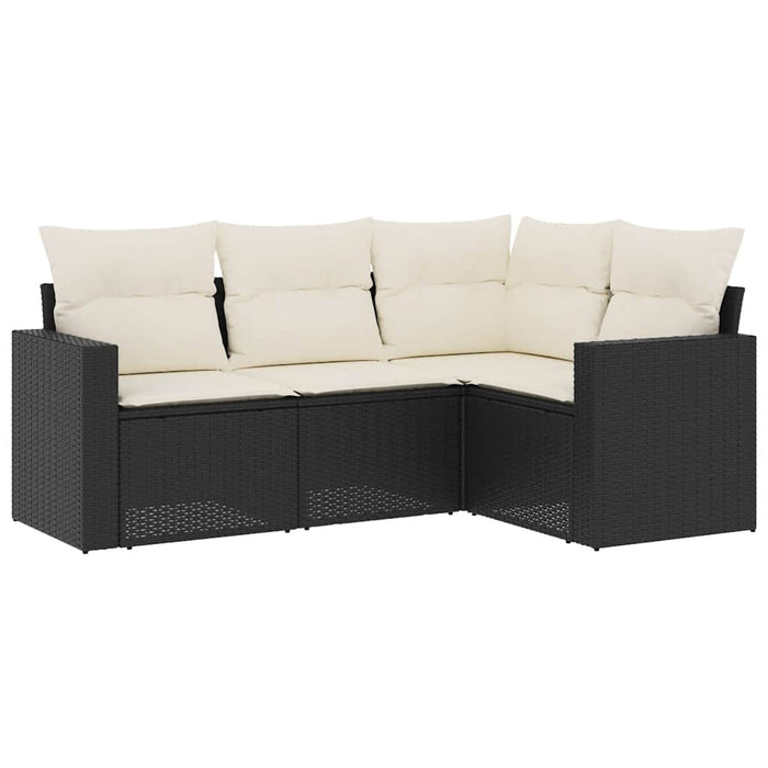 Set mobilier de grădină cu perne, 4 piese, negru, poliratan - WALTI WALTI