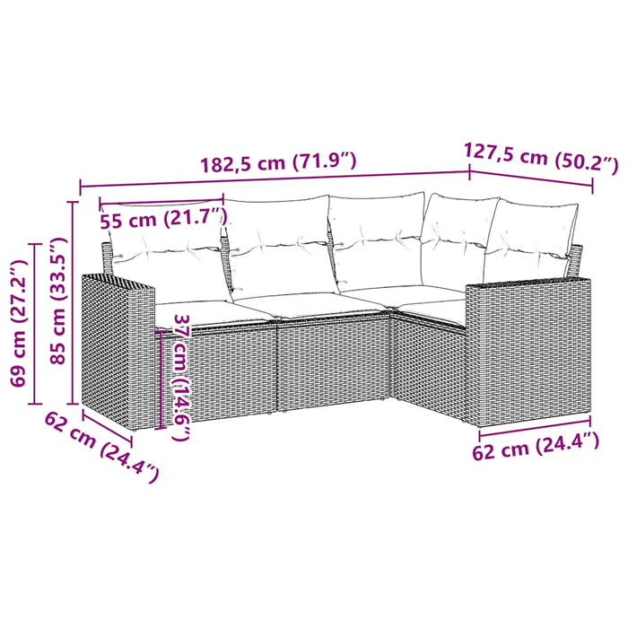 Set canapele de grădină, 4 piese, cu perne, maro poliratan maro - WALTI WALTI