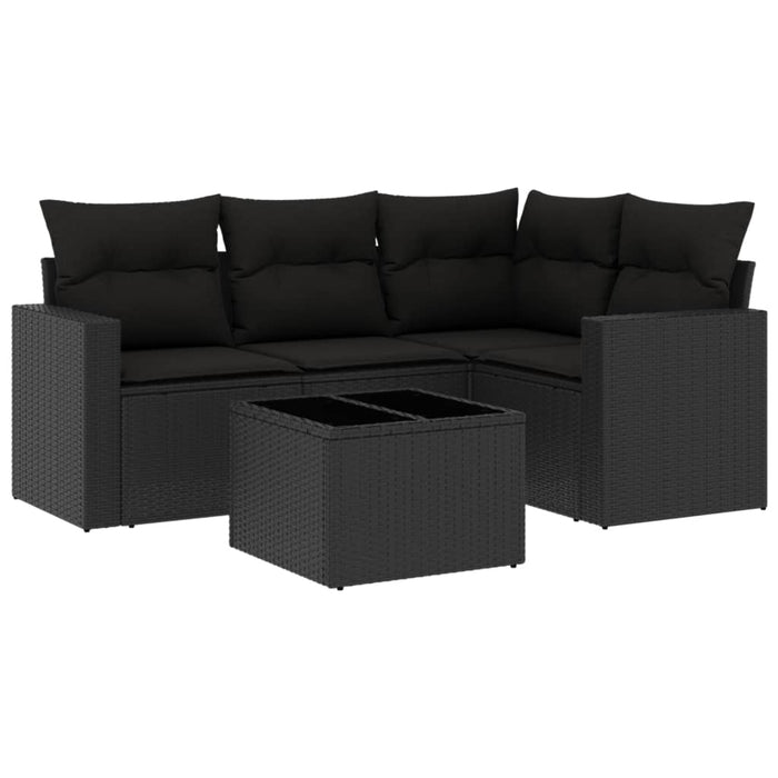Set mobilier de grădină cu perne, 5 piese, negru, poliratan - WALTI WALTI