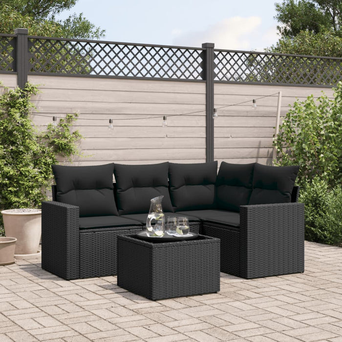 Set mobilier de grădină cu perne, 5 piese, negru, poliratan - WALTI WALTI