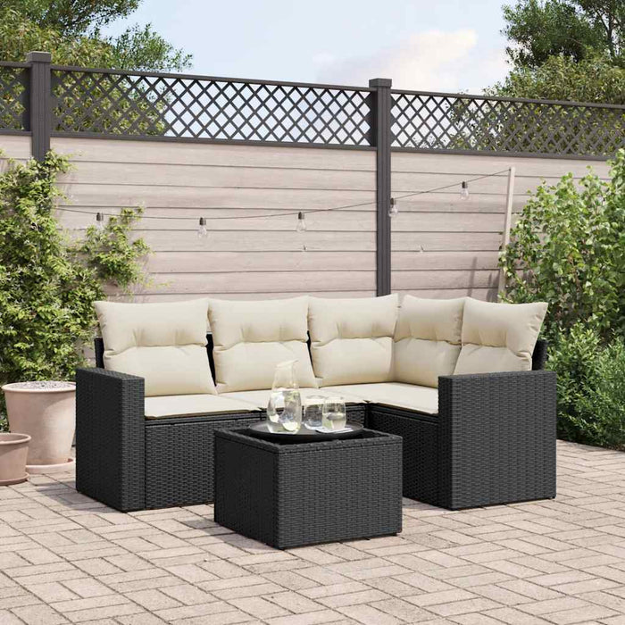 Set mobilier de grădină cu perne, 5 piese, negru, poliratan - WALTI WALTI