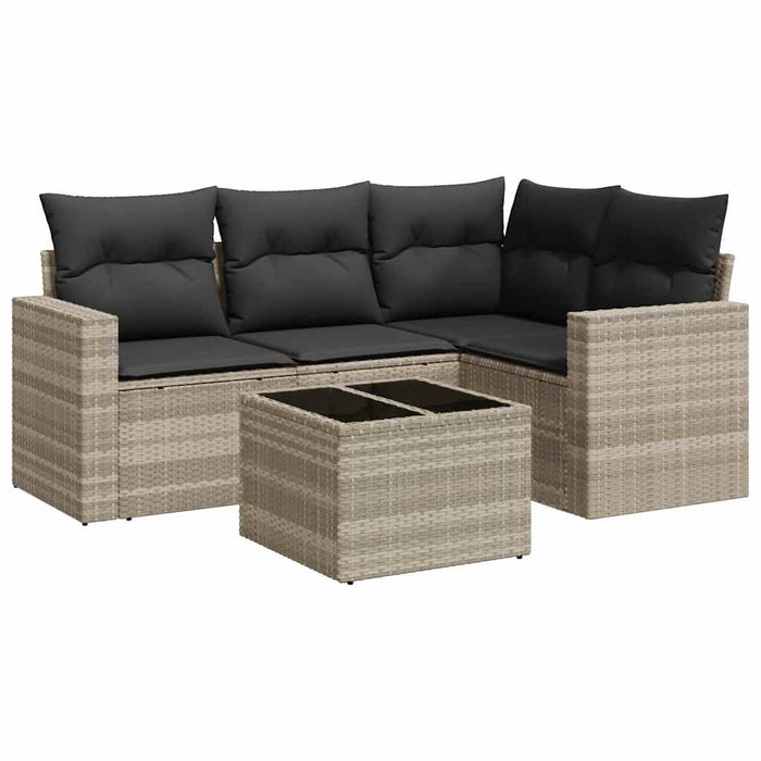 Set canapele de grădină cu perne, 5 piese gri deschis poliratan - WALTI WALTI