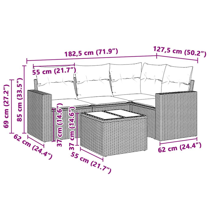 Set canapele de grădină cu perne, 5 piese gri deschis poliratan - WALTI WALTI