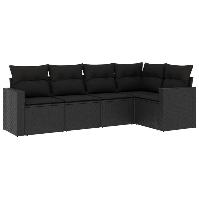 Set mobilier de grădină cu perne, 5 piese, negru, poliratan - WALTI WALTI