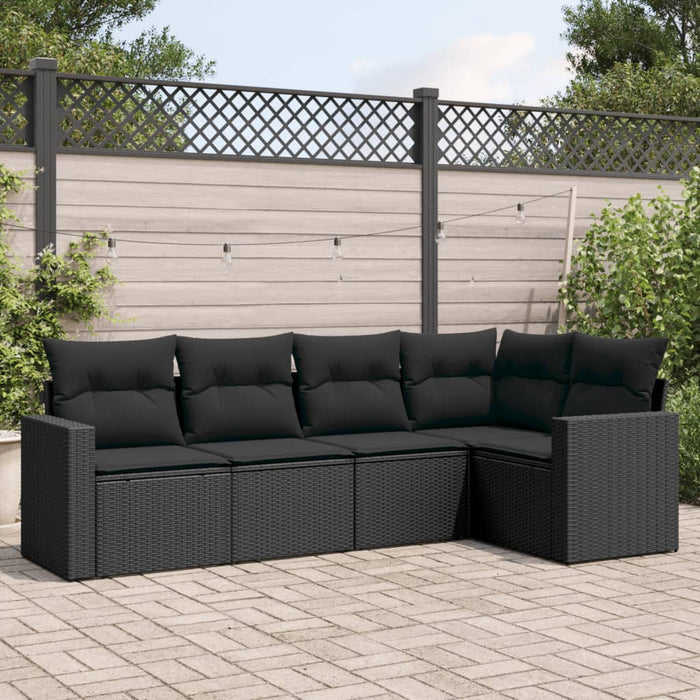 Set mobilier de grădină cu perne, 5 piese, negru, poliratan - WALTI WALTI