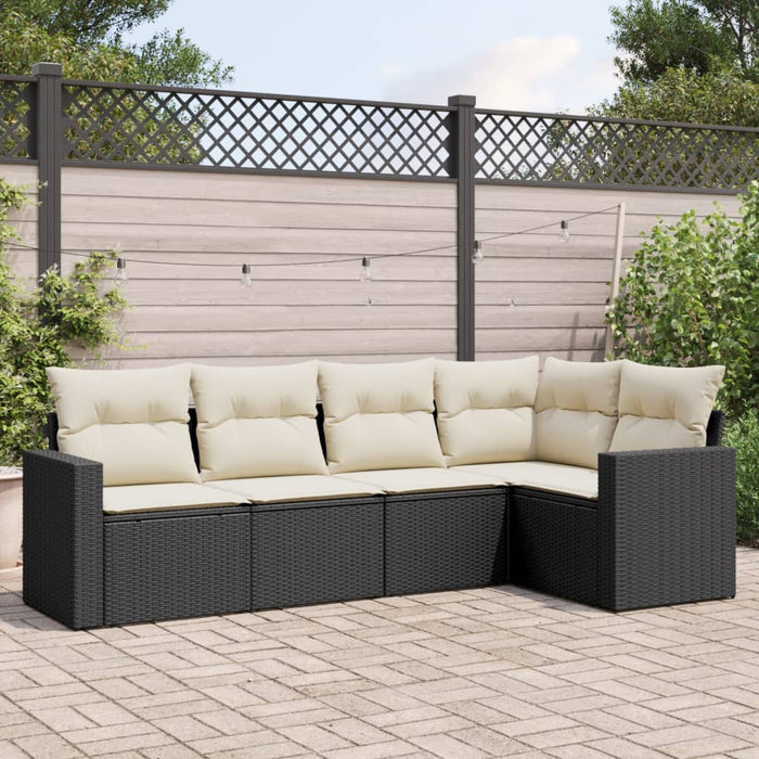 Set mobilier de grădină cu perne, 5 piese, negru, poliratan - WALTI WALTI