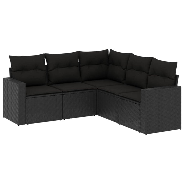 Set mobilier de grădină cu perne, 5 piese, negru, poliratan - WALTI WALTI