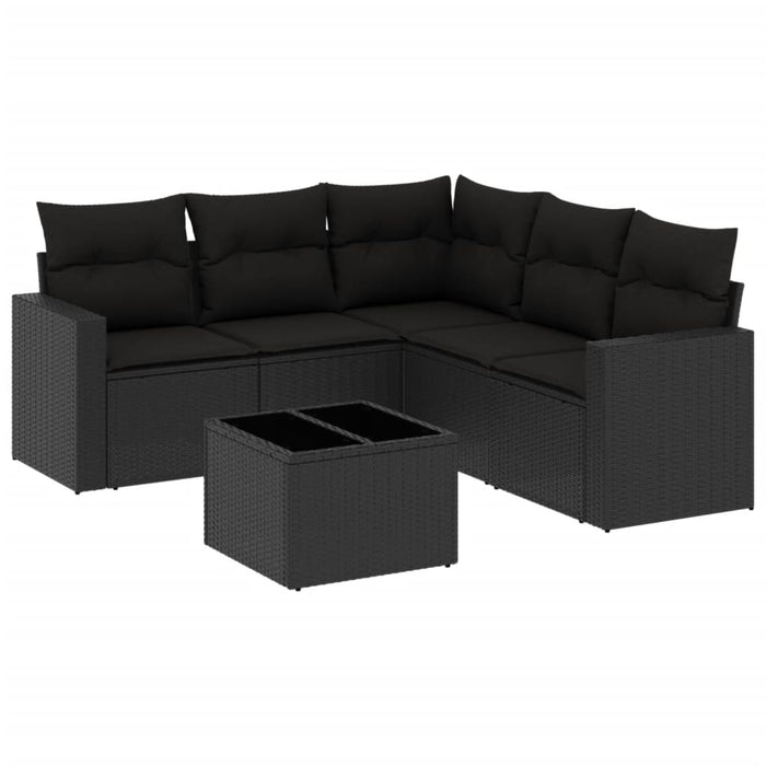 Set mobilier de grădină cu perne, 6 piese, negru, poliratan - WALTI WALTI