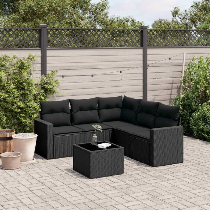 Set mobilier de grădină cu perne, 6 piese, negru, poliratan - WALTI WALTI