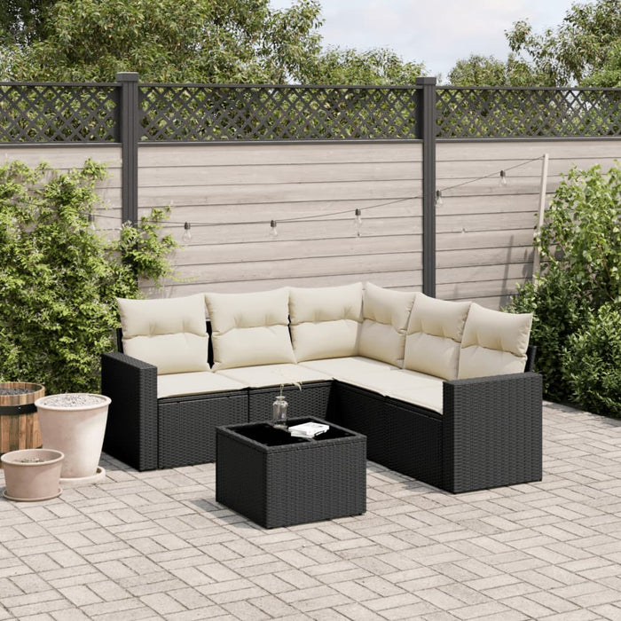 Set mobilier de grădină cu perne, 6 piese, negru, poliratan - WALTI WALTI