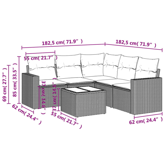 Set canapele de grădină cu perne, 6 piese gri deschis poliratan - WALTI WALTI