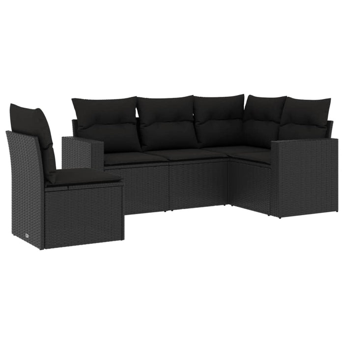 Set mobilier de grădină cu perne, 5 piese, negru, poliratan - WALTI WALTI