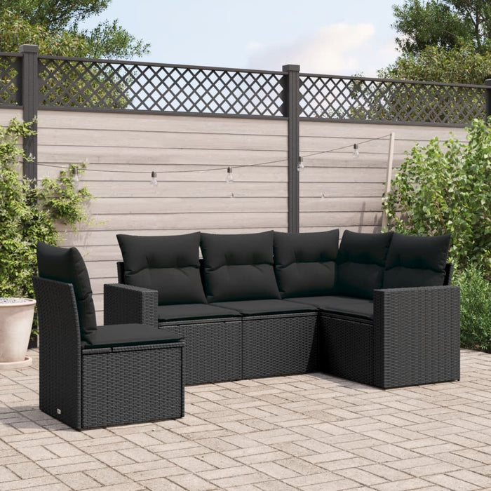 Set mobilier de grădină cu perne, 5 piese, negru, poliratan - WALTI WALTI