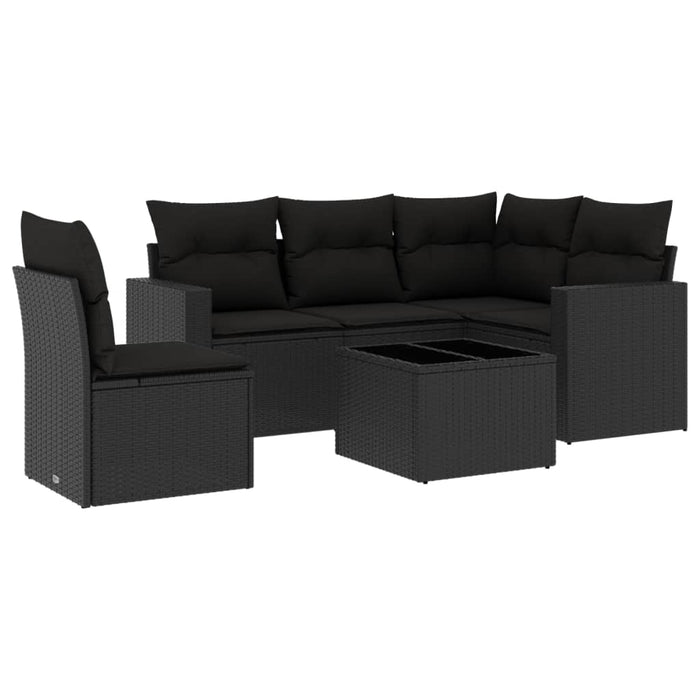 Set mobilier de grădină cu perne, 6 piese, negru, poliratan - WALTI WALTI