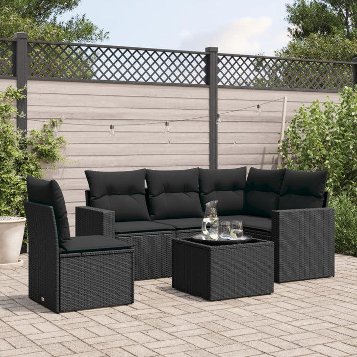 Set mobilier de grădină cu perne, 6 piese, negru, poliratan - WALTI WALTI