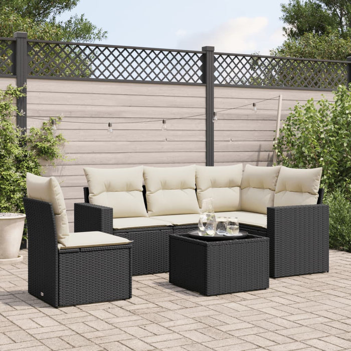 Set mobilier de grădină cu perne, 6 piese, negru, poliratan - WALTI WALTI