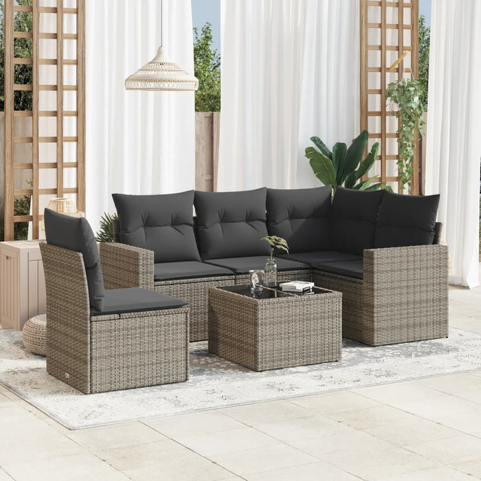 Set mobilier grădină cu perne, 6 piese, gri, poliratan - WALTI WALTI