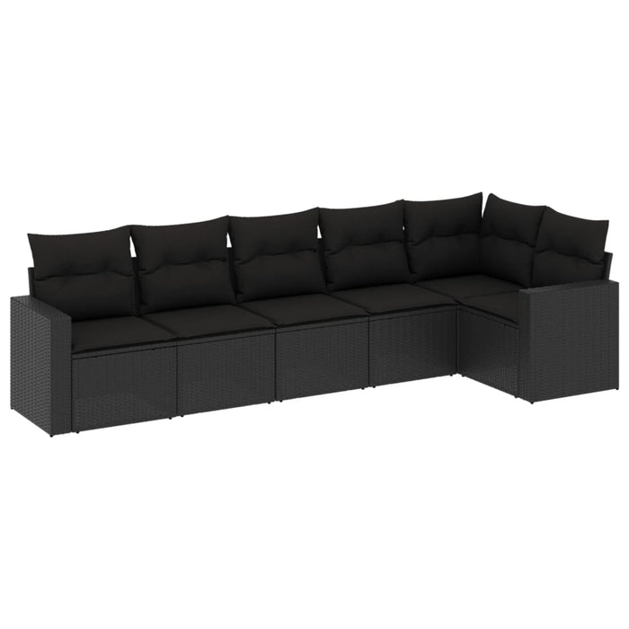 Set mobilier de grădină cu perne, 6 piese, negru, poliratan - WALTI WALTI