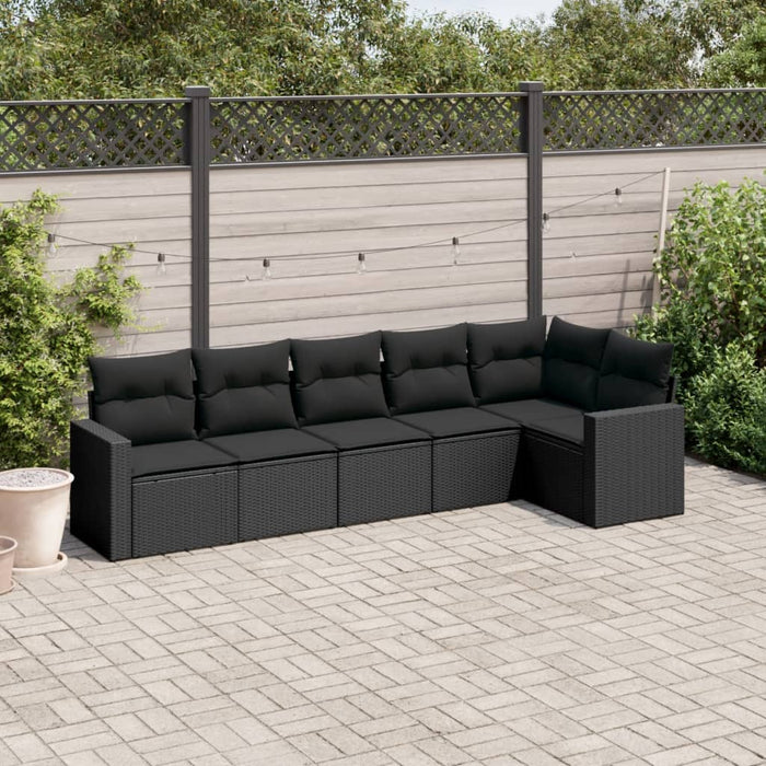 Set mobilier de grădină cu perne, 6 piese, negru, poliratan - WALTI WALTI
