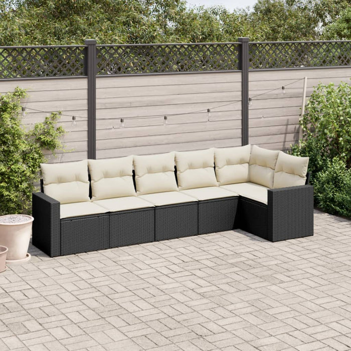 Set mobilier de grădină cu perne, 6 piese, negru, poliratan - WALTI WALTI