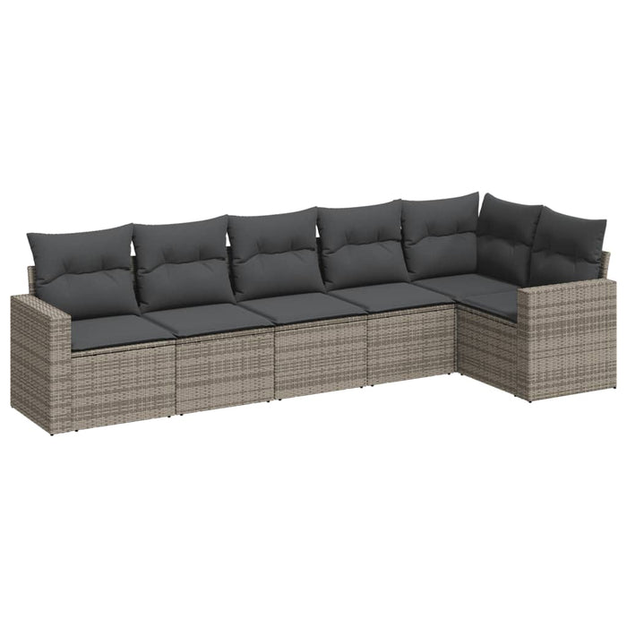 Set mobilier grădină cu perne, 6 piese, gri, poliratan - WALTI WALTI