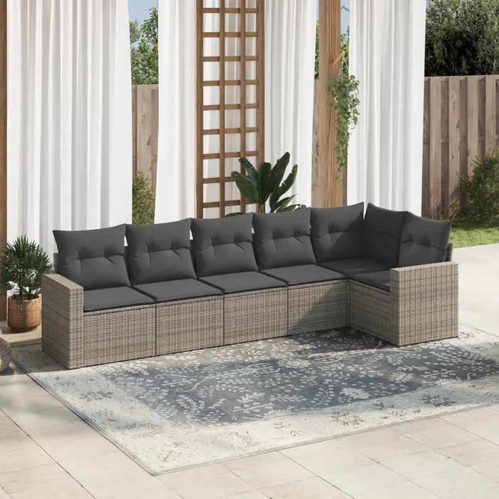 Set mobilier grădină cu perne, 6 piese, gri, poliratan - WALTI WALTI
