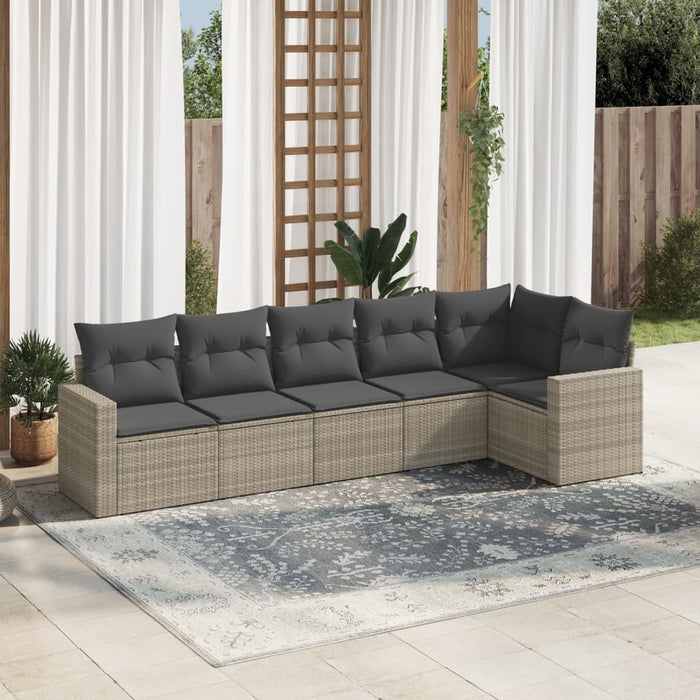 Set canapele de grădină cu perne, 6 piese gri deschis poliratan - WALTI WALTI