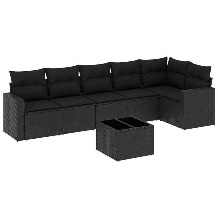 Set canapele de grădină cu perne, 7 piese, negru, poliratan - WALTI WALTI