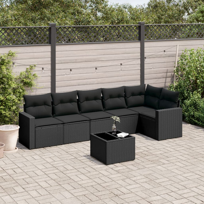 Set canapele de grădină cu perne, 7 piese, negru, poliratan - WALTI WALTI