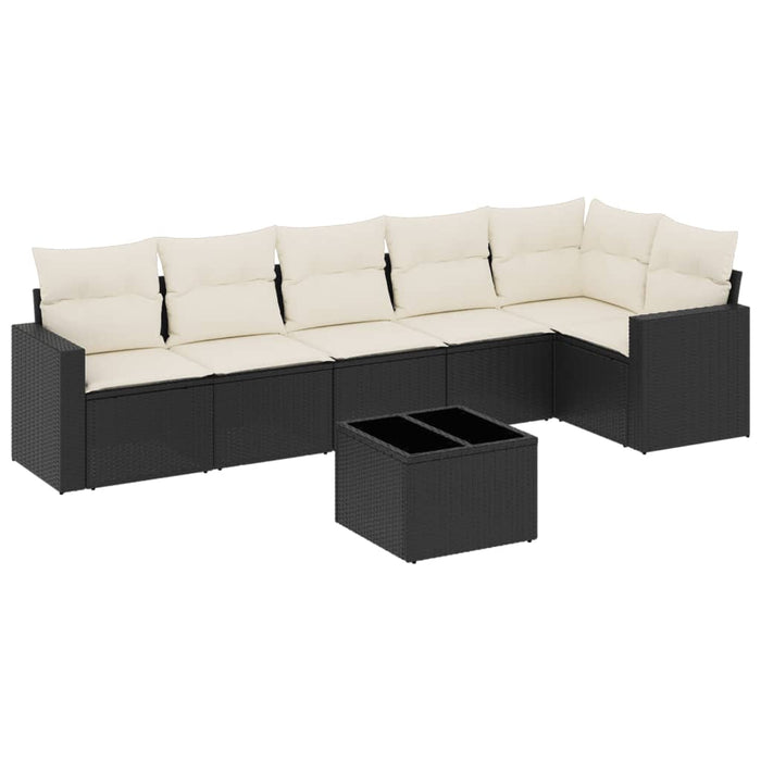 Set canapele de grădină cu perne, 7 piese, negru, poliratan - WALTI WALTI