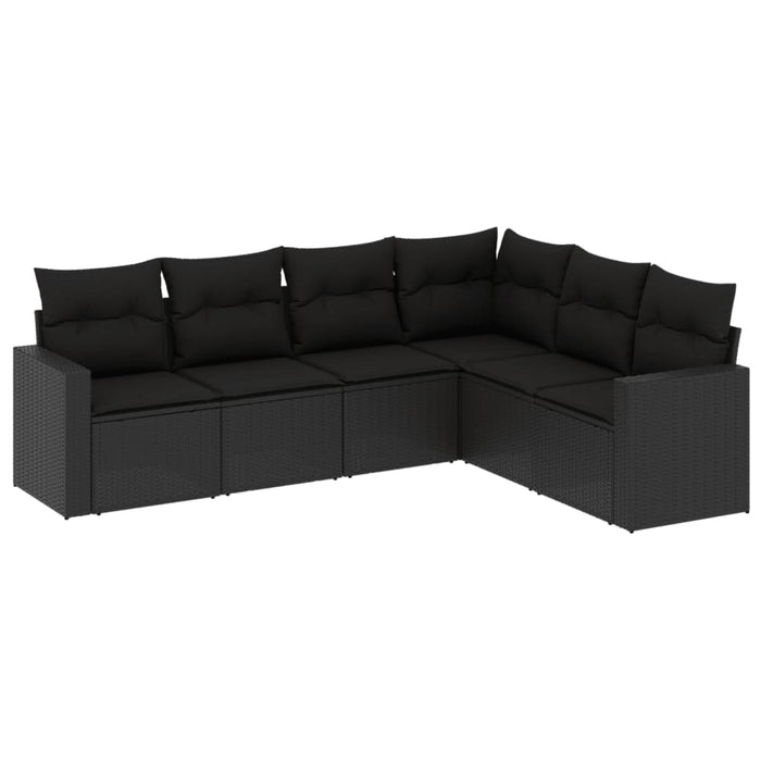 Set mobilier de grădină cu perne, 6 piese, negru, poliratan - WALTI WALTI