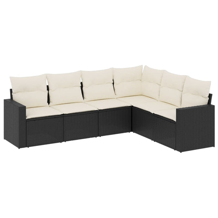 Set mobilier de grădină cu perne, 6 piese, negru, poliratan - WALTI WALTI